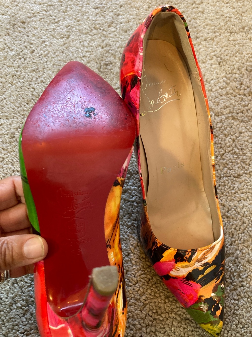 Christian Louboutin Multicolor Floral Pointed-Toe Pumps